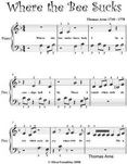 Where the Bee Sucks Beginner Piano Sheet Music