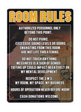 Room Rules Metal Sign