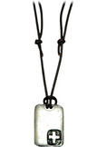Leather with Cross Tag Necklace