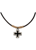 Leather with Hemp & Cross Pendant Necklace