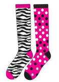 Zebra Pink Dot Knee High Sock 2 Pack