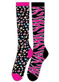 Black Leopard Zebra Knee High Sock 2 Pack