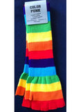Rainbow Striped Long Fingerless Gloves
