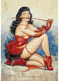 Bettie Page-Red Whip Fabric Poster