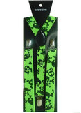 Neon Green Skull Suspenders