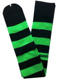 Black and Neon Green Striped Knee High Socks