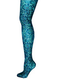 Teal Flowery Fishnet Tights