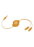 Retractable 3.5mm Y Splitter for Headphones and Other Devices Orange