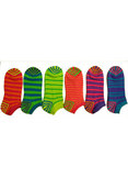 Neon Stripe Heel and Toe No Show Sock 6 Pack