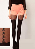 Little Skull Garter Tights