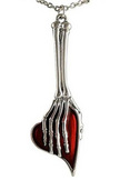 Skeleton Hand Heart Necklace