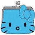 Hello Kitty Glitter Underglass Blue Kisslock Frame Wallet
