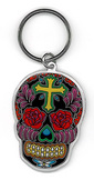 Rose Cross Metal Keychain