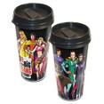 Big Bang Theory Cast Superheroes Plastic Travel Mug