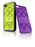 Musubo Sneaker iPhone 4/4S Black bumper w/ lime & purple Back-Plates