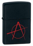BLACK MATTE ANARCHY SYMBOL ZIPPO